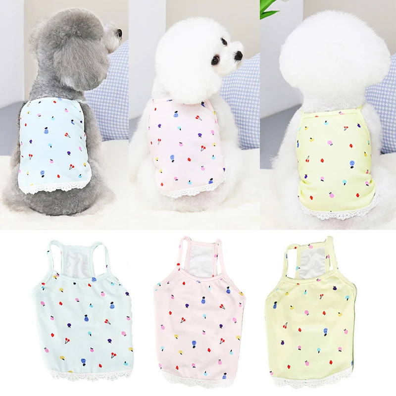 

Жилет для собак, хлопковый жилет, безрукавка с принтом десертов, жилет для домашних животных, повседневный Удобный милый мультяшный жилет