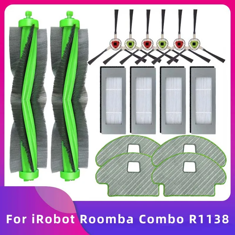 

Spare Main&Side Brush Hepa Filter Mop Cloth Rag Wipe For iRobot Roomba Combo R113840 R1138 Vacuum Cleaner Accessories Part