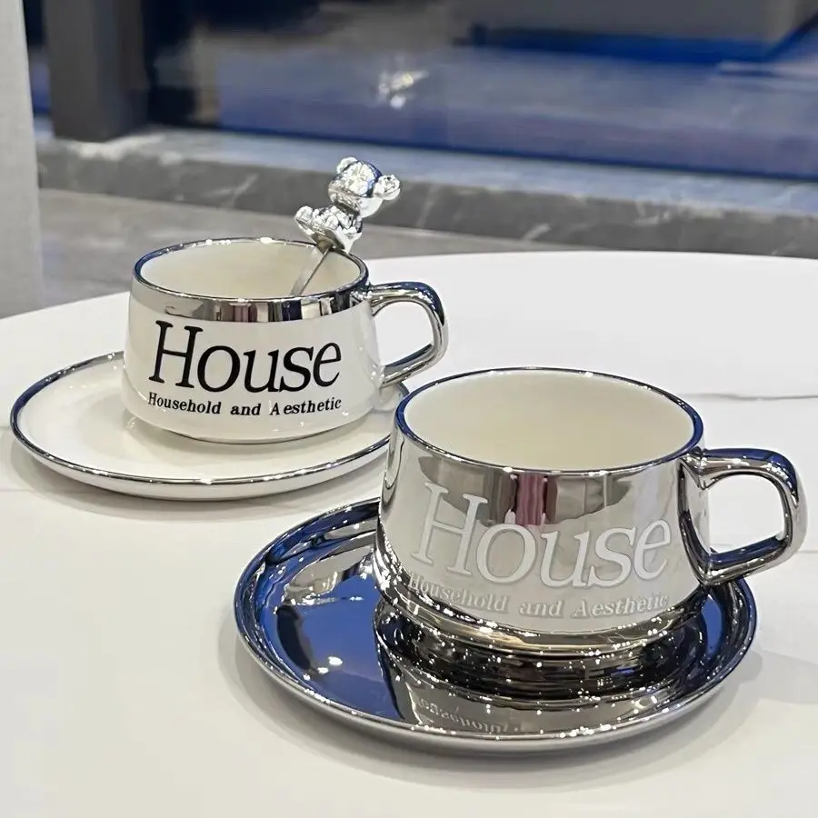 

Coffee cup and plate set, mug, ceramic cup, water cup, household Nordic minimalist and high appearance cup