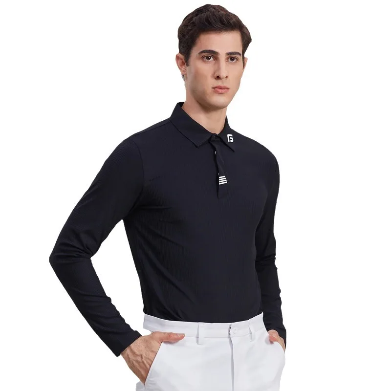 Мужская весенне-осенняя футболка для гольфа 20214 рубашка-поло с длинным рукавом и