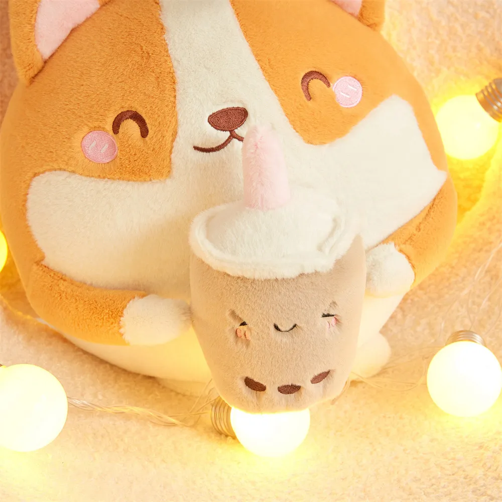 1 шт. 30 см Kawaii Bubble Tea Corgi плюшевая игрушка набитые животные чашка молока чай Boba