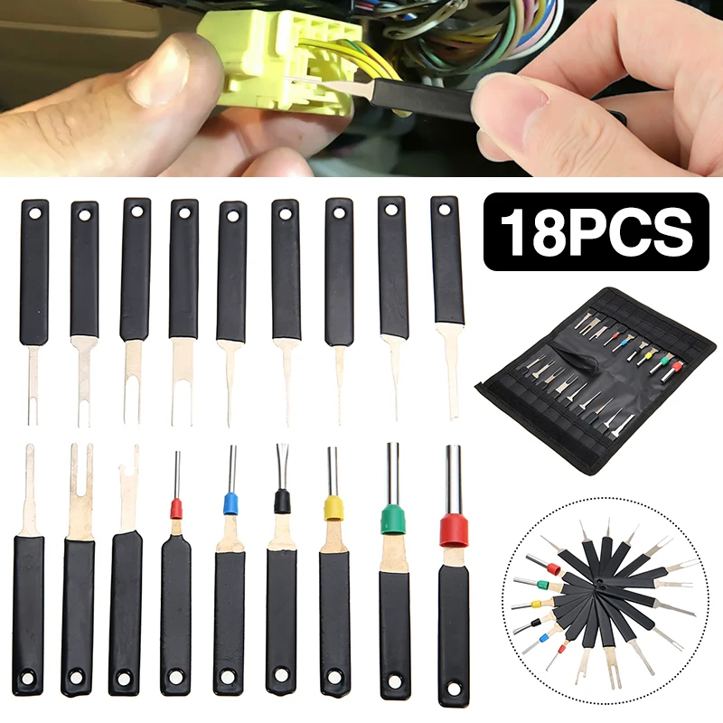 18pcs/set Car Pins Puller Thickening Automotive Terminal Removal Kit Car Repair Tool Stylus Wire Connector Plug Extractor in Bag 1