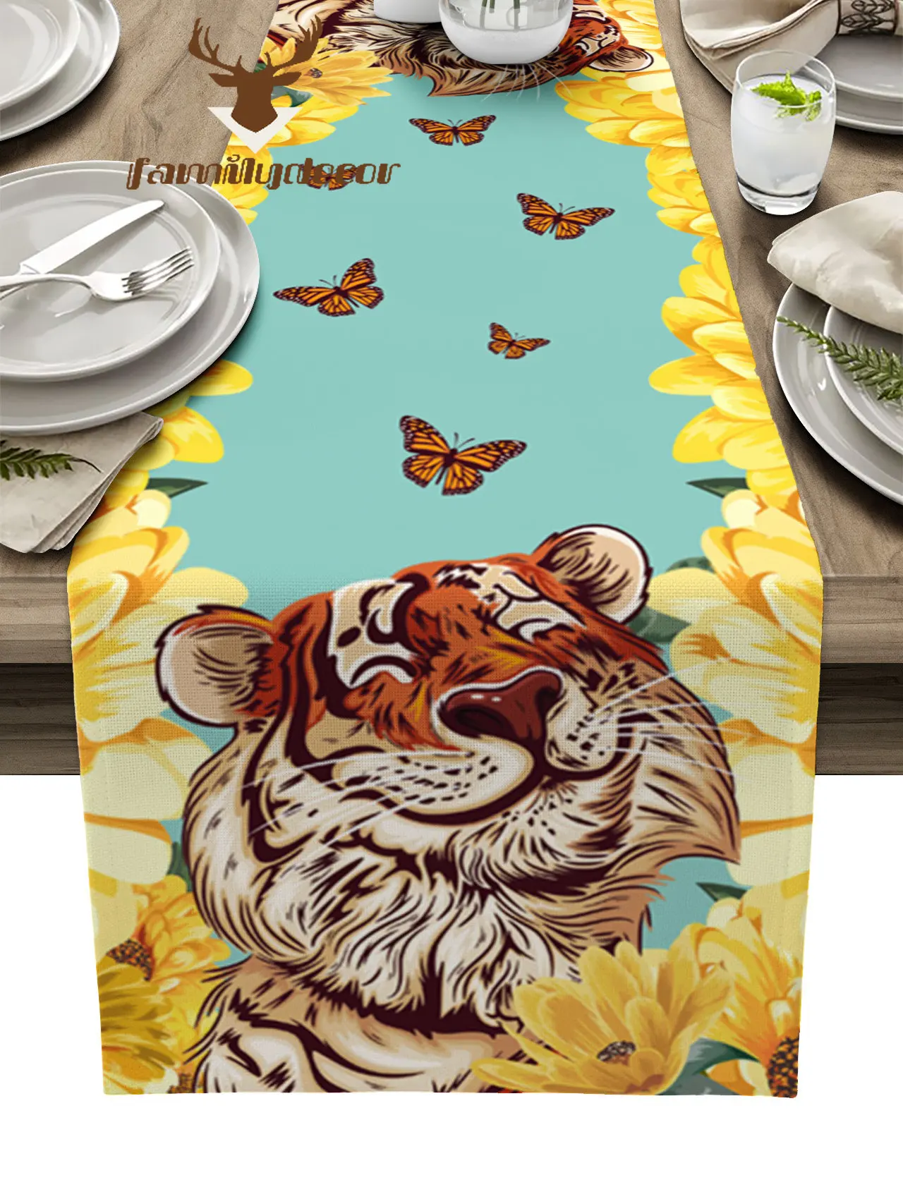 

Подсолнух, искусственная бабочка, Настольная дорожка, домашний свадебный стол, флаг, коврик, центральные части, украшение вечерние, обеденн...