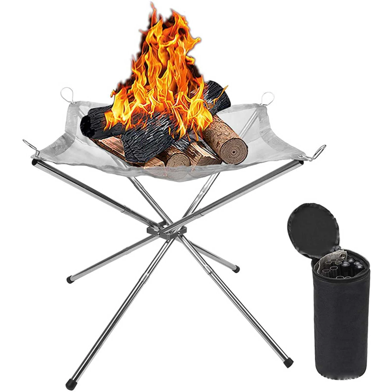 

Camping Fire Pit Foldable Portable Fire Bowl 16.5" Folding Fire Pit for Outdoor Patio Camping BBQ Garden Backyard