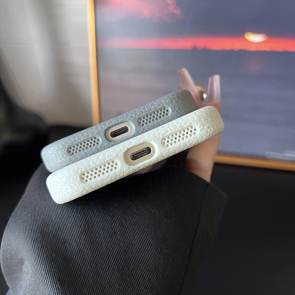 Фото Для iPhone 17 pro max Матовый хитовый цветной чехол с рисунком личи Магнитный чехол для телефона для iPhone 17, 16, 15, 14, 13, 12, 11 Pro max №4