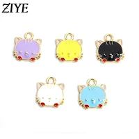 20pcs 1315mm enamel cat charms for jewelry making cute earrings metal pendant necklace bracelet crafts accessories diy findings