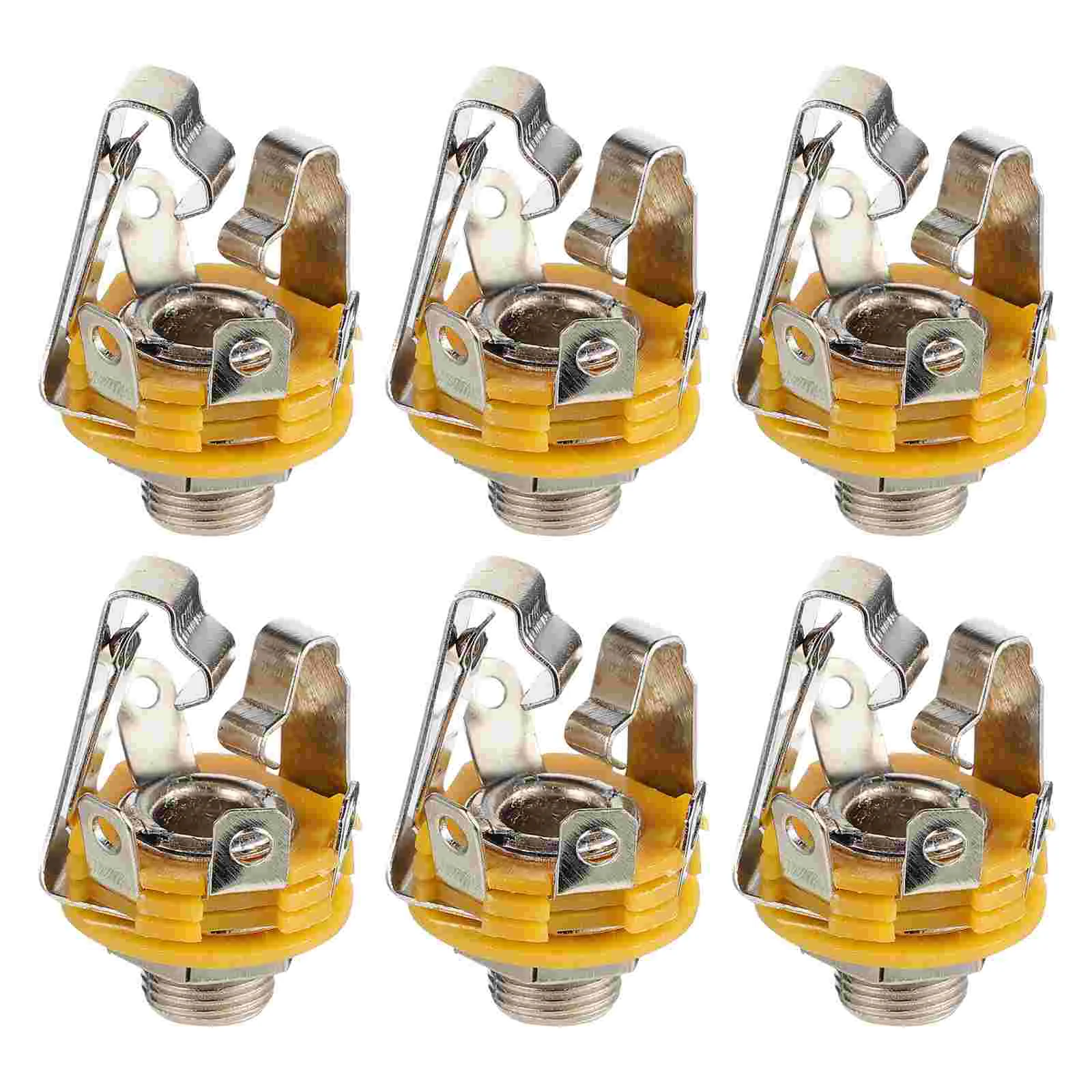

6pcs Durable Replacement Practical Portable Stainless Steel Microphone Metal Jack Guitar Part Guitar Jack