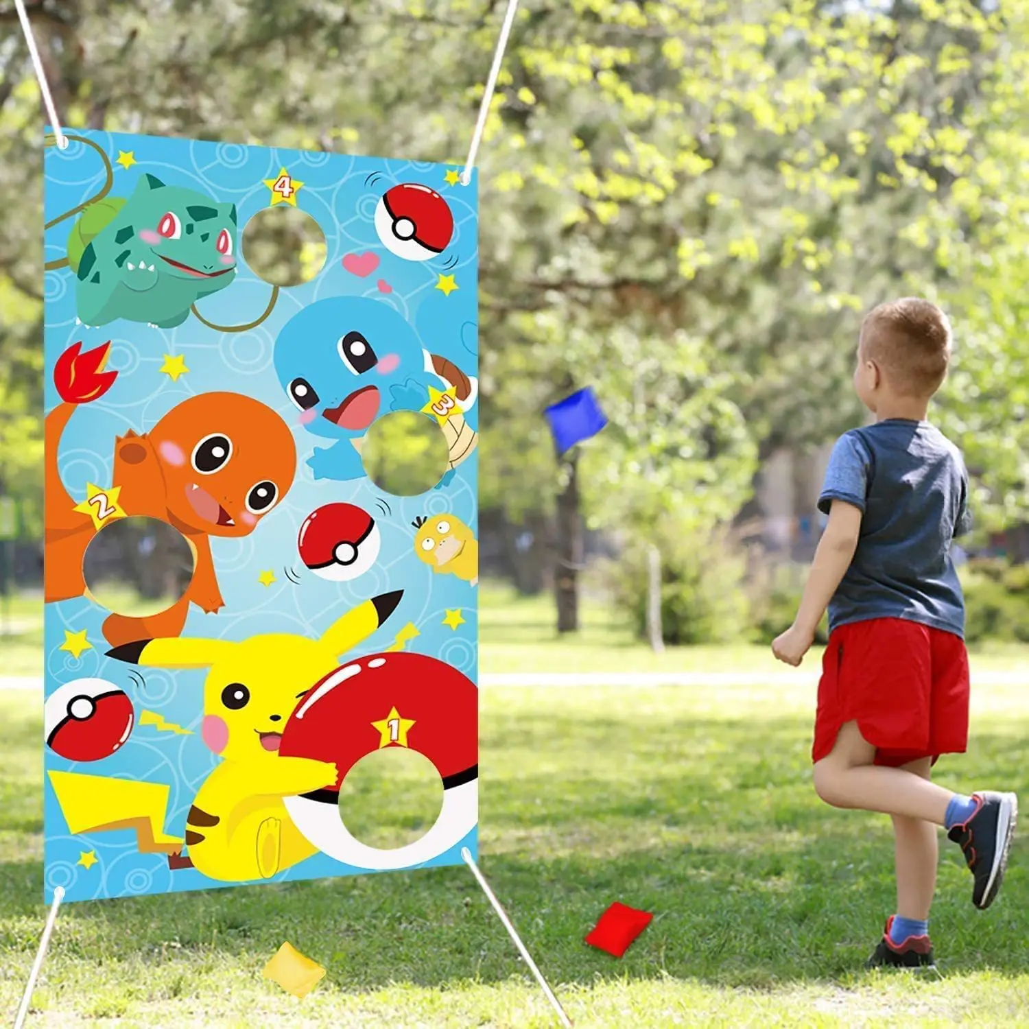 

Pokemon Animation Theme Party Throwing Game Banner Sandbag Game Banner Funny Game Background Birthday Party Decoration