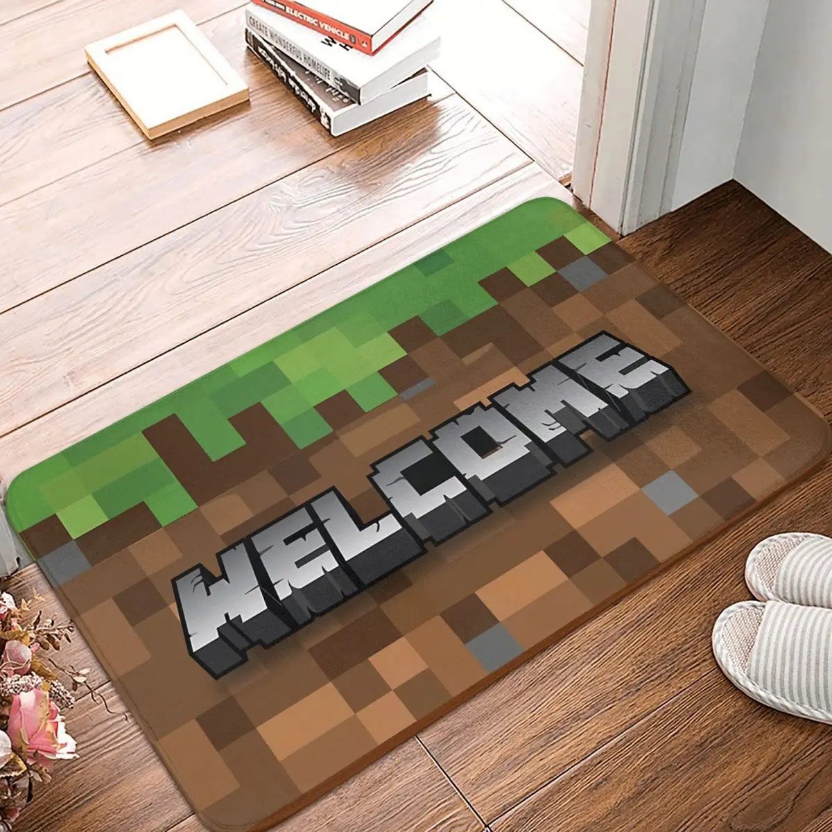 

Bathroom Mat Welcome Pixel Gaming Doormat Kitchen Carpet Outdoor Rug Home Decoration