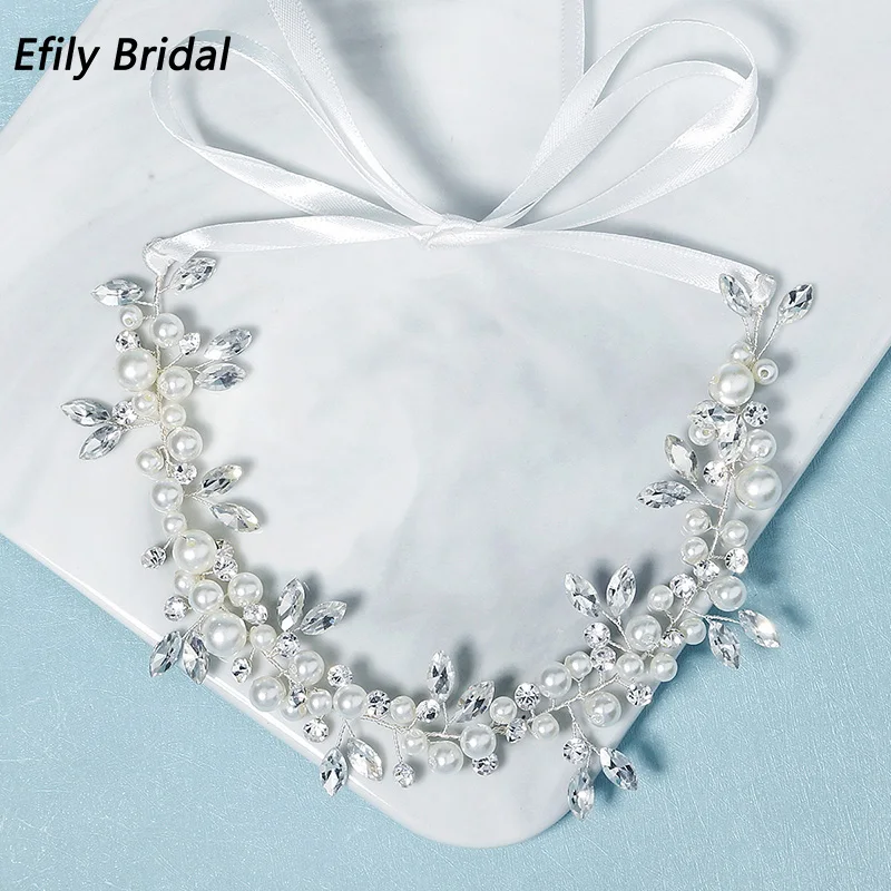 

Handmade Pearl Headband for Women Rhinestone Bridal Wedding Hair Accessories Bride Headpiece Bridesmaid Gift Party Jewelry