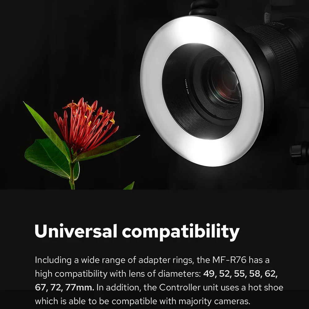 Фото Godox MF-R76 5000K Макросветодиодная кольцевая вспышка RING76 2,4G Беспроводная вспышка Speedlite, совместимая с камерами Sony Canon Nikon №3