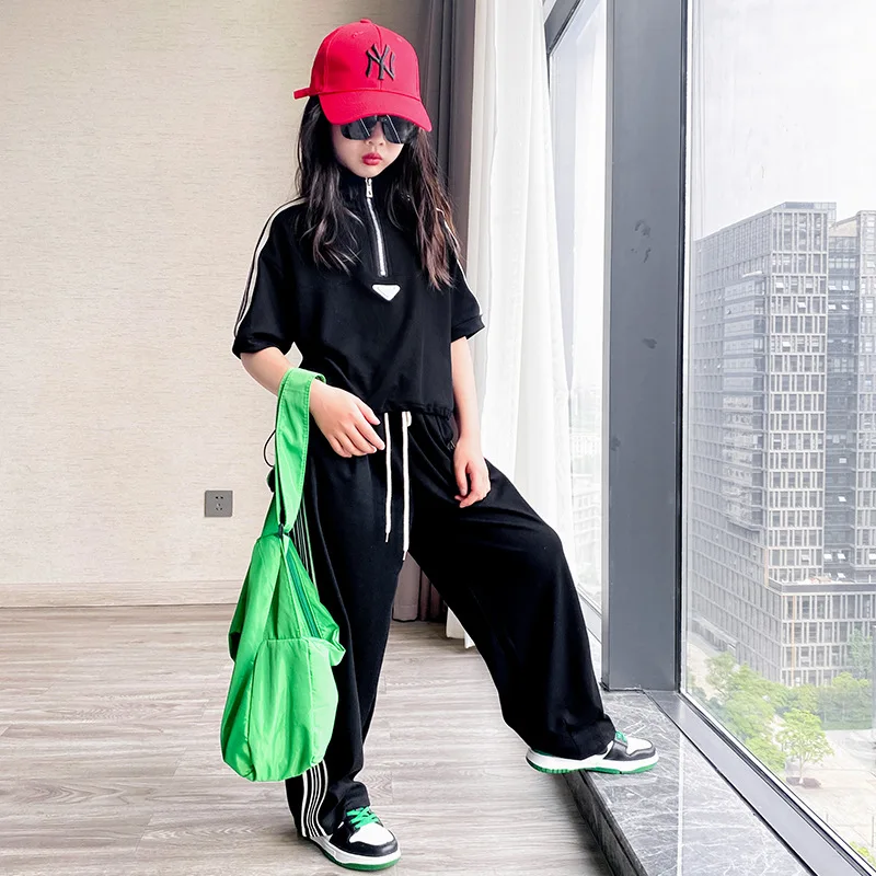 

Teenage Boutique Kids Outfits 12 To 14 Years Korean Cotton Summer Childrens Fashion Sports Suit Girls Short-sleeve Two-piece Set