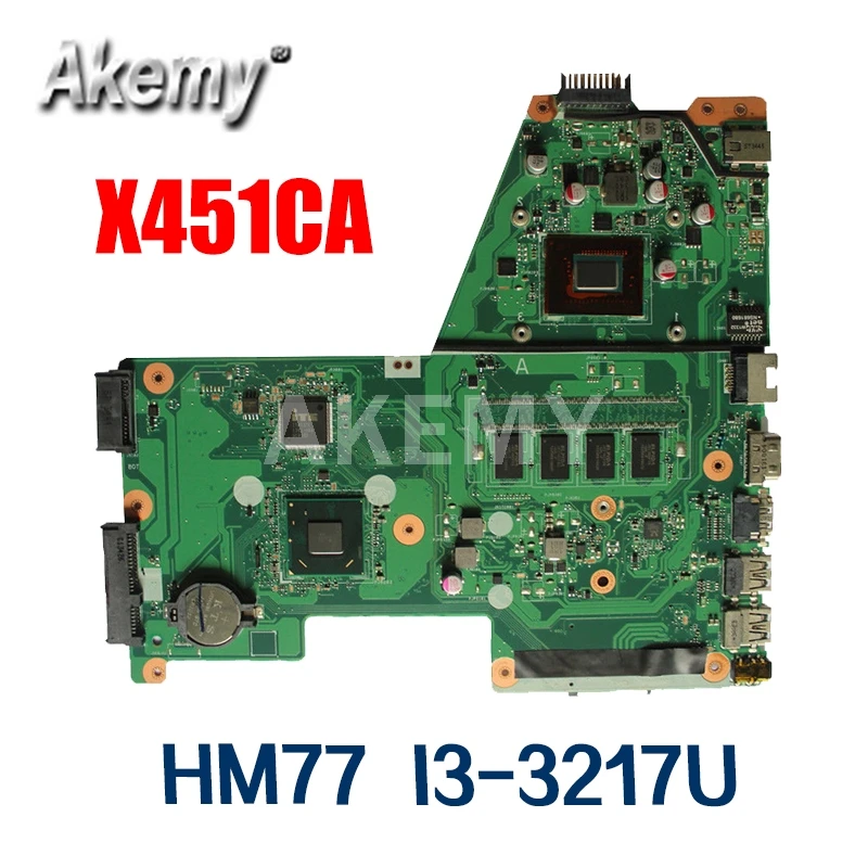 

Akemy Laptop motherboard For Asus X451CA F451 F451C X451CA Mainboard REV.2.1 HM77 SR0N9 I3-3217U With 2G RAM GMA HD 3000