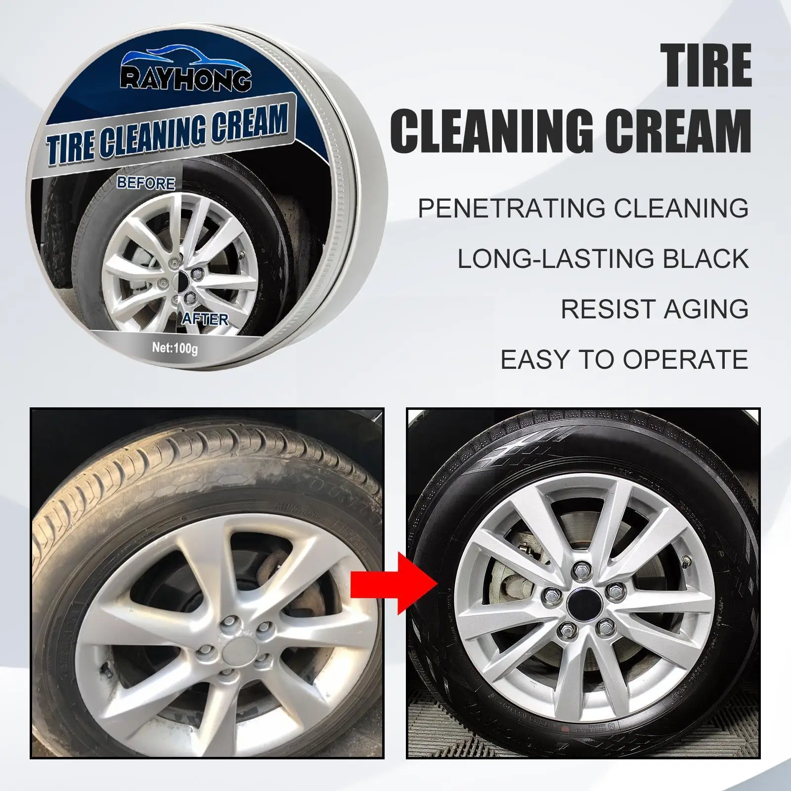 

100ml Car Tile Cleaning Cream With Sponge Kit Rust-free material Rim Care For Car Tile Machine Polishing Paste Cream G5C3