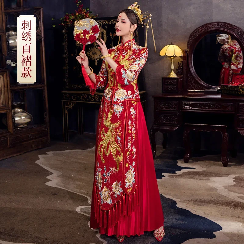 Восточная потрясающая одежда винтажное свадебное платье Чонсам с вышивкой