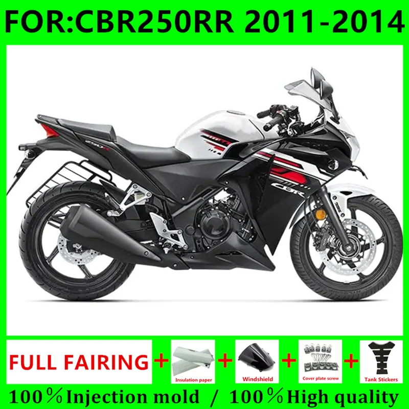 

Новый комплект обтекателей для мотоцикла из АБС-пластика подходит для CBR250RR CBR250 RR CBR 250RR 2011 2012 2013 Φ черного и белого цвета