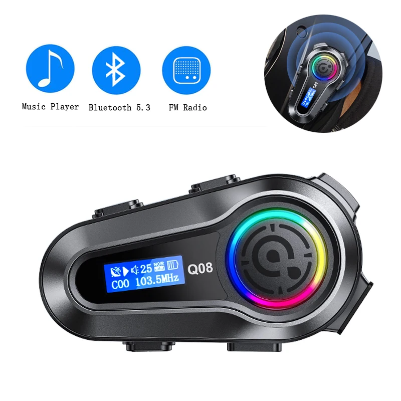 

Bluetooth-гарнитура для мотоцикла BT5.3 Bick с ЖК-экраном, FM-радио
