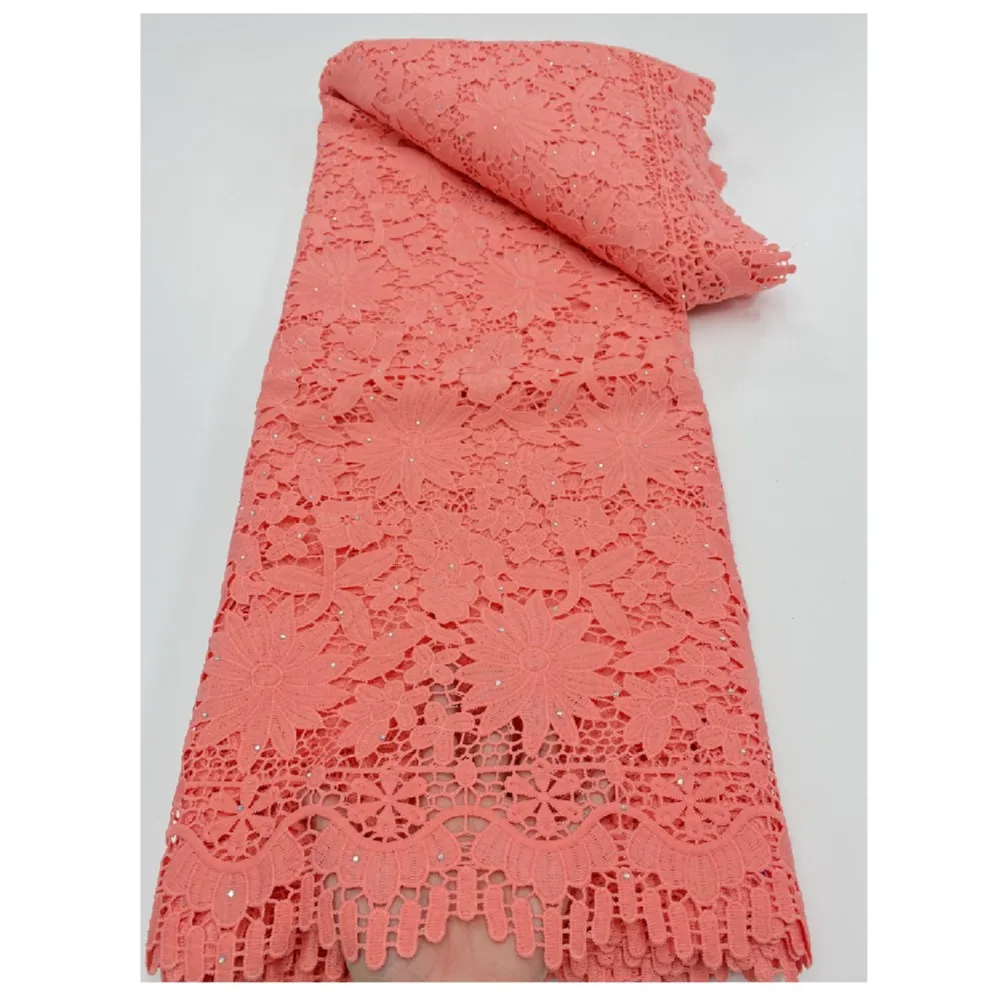 

Arrival African Guipure Cord Lace Fabric 2022 High Quality White Nigerian Water Soluble Lace French For Wedding Dress 5018B