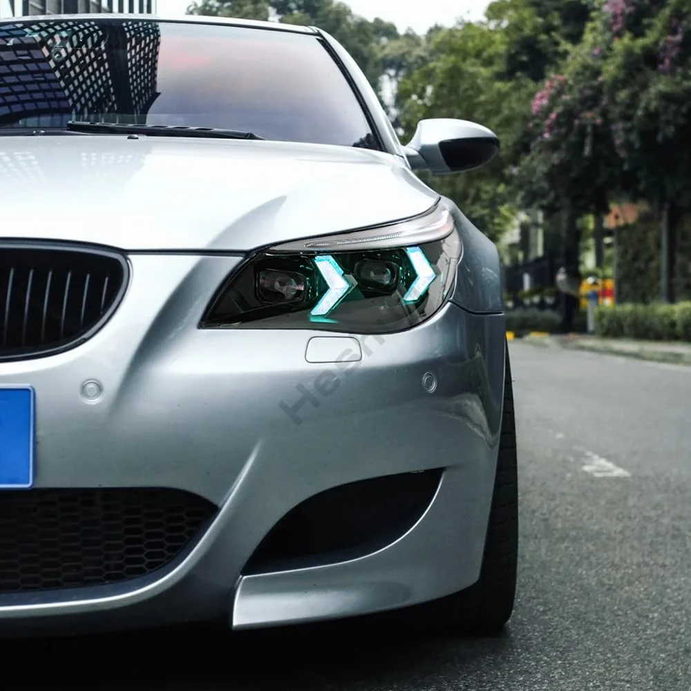 Фото Пара светодиодных фар для BMW E60 E61 M5 5-Series 525i 528i 530i 540i 2003-2010 гг., передние фары, указатели поворота, DRL, фары №3