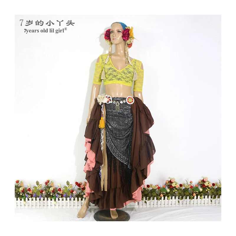 Кружевной топ для танца живота Ats Tribal Choli Drop с короткими рукавами BBB07