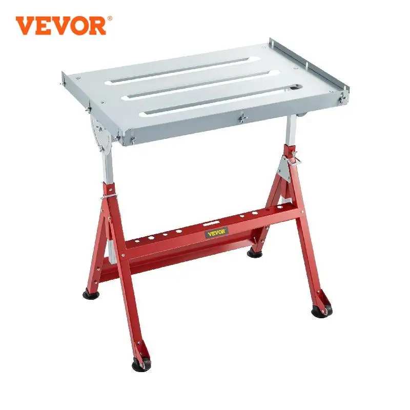 

VEVOR Work Bench Steel Folding Welding Table 181Kg Capacity 30x20in 31x23in 36x20in 36x24in Adjustable Height Tiltable Workbench