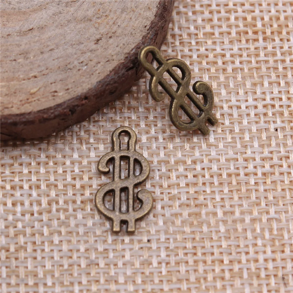 40Pcs 9x17mm Antique Silver Color USD Symbol Charms Pendant Designer Charms Fit Jewelry Making DIY Jewelry Accessories Wholesale