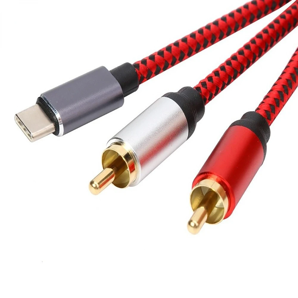 Фото USB Type-C к двойному RCA Y-образному переходному шнуру 2RCA, аудиокабель для телефона, планшетного ПК, автомобильного стереофонического усилителя домашнего кинотеатра, DVD, телевизора, динамика №2