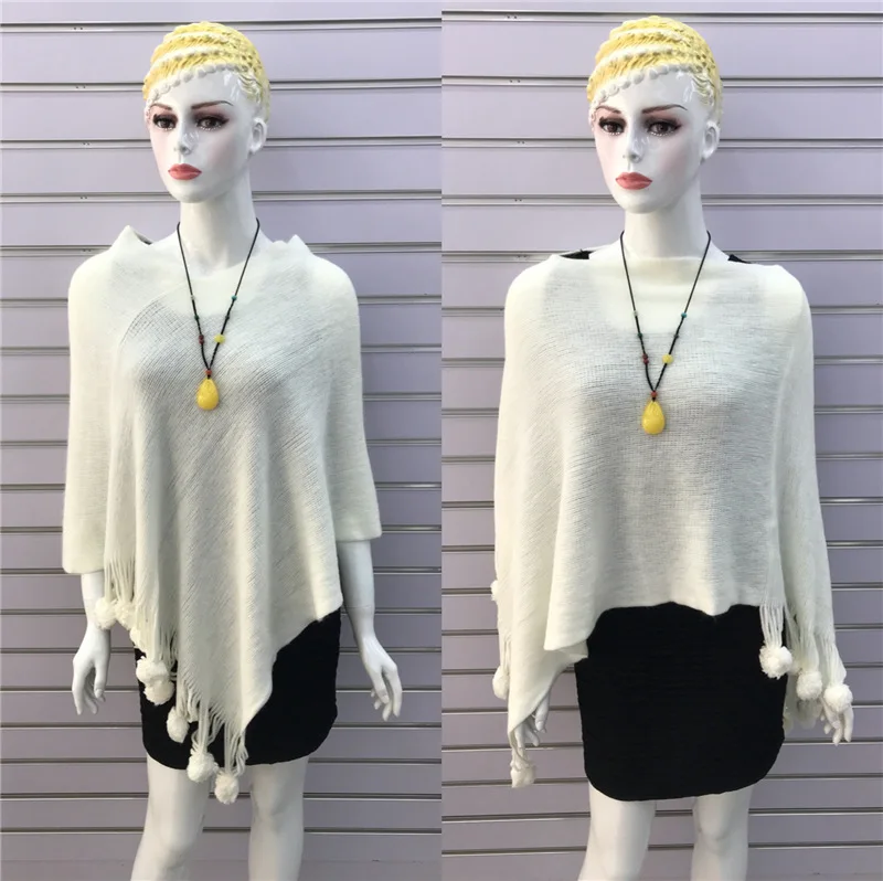 Женская шаль в Корейском стиле весенне-осенняя Вязаная Шаль с подвесным шариком