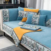 Kuup New Jacquard edging Sofa Cover Chenille Couch Slipcover Non-slip Armchair Seat Cushion Corner Sofa Towel for Living Room