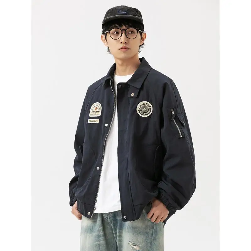 Куртка-Авиатор в американском стиле ретро с лацканами и значком ...