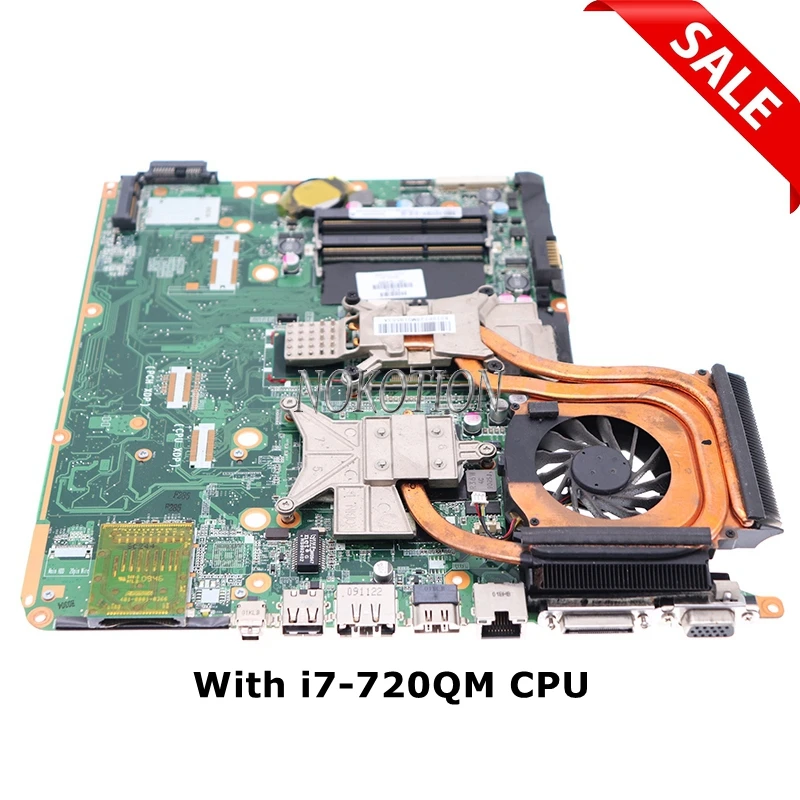 

580977-001 574902-001 580975-001 600817-001 для HP DV6-2000 DA0UP6MB6F0 материнская плата для ноутбука GT230M 1G с радиатором ЦП i7-720QM