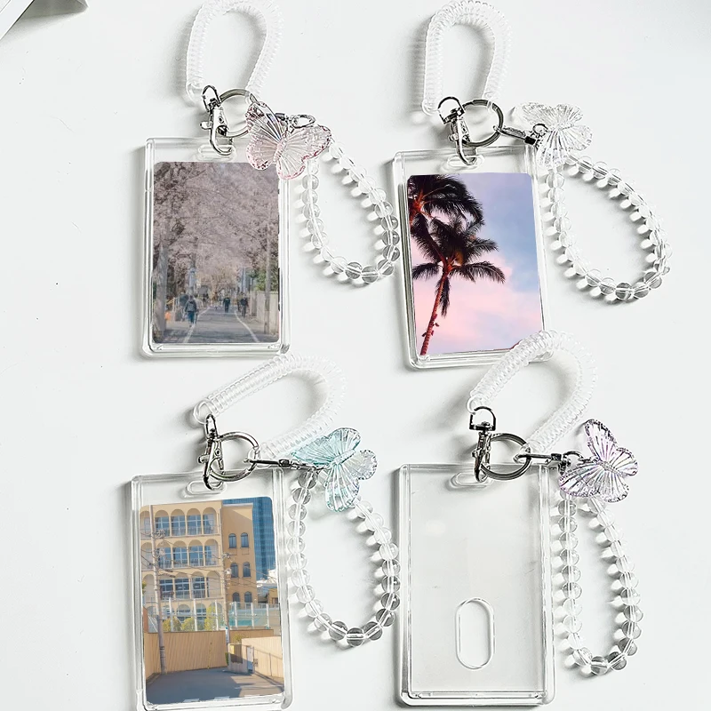 

INS Cute Cartoon Card Holder Idol Photo Sleeve Keychain Bag Pendant Photocards Protector Photo Frame Card Case With Elastic Rope