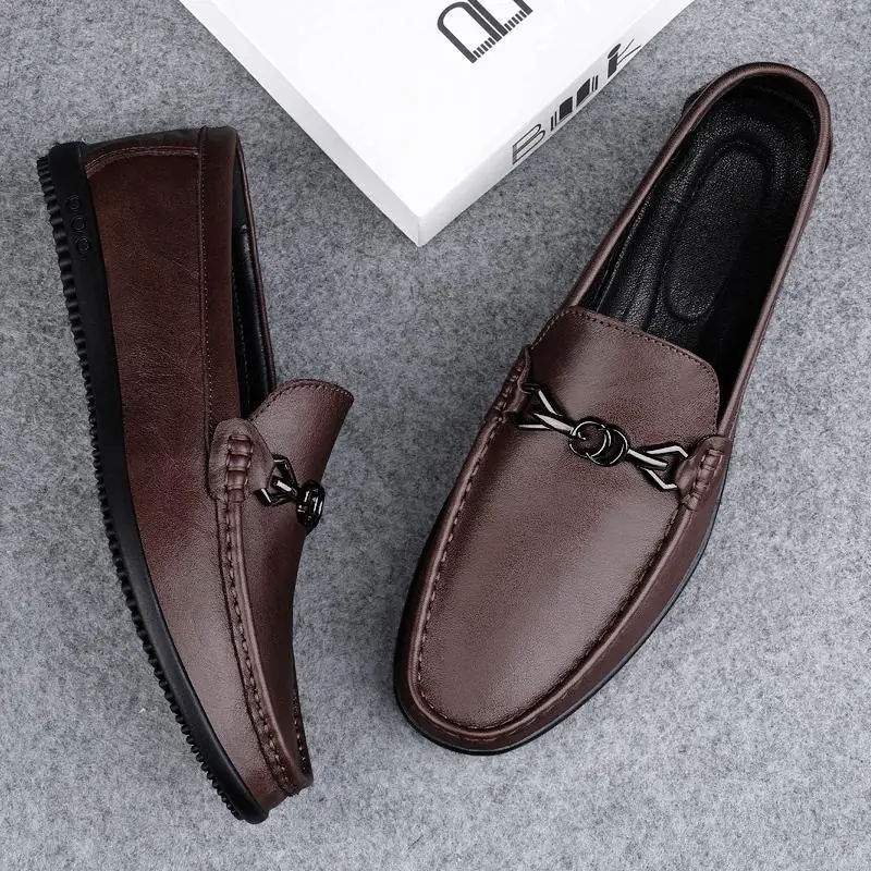 

Men's Shoes Spring New Genuine Leather Business Casual Leather Shoes Men's Soft Bottom Slip-on Peas Shoes Breathable Slip-on Dad