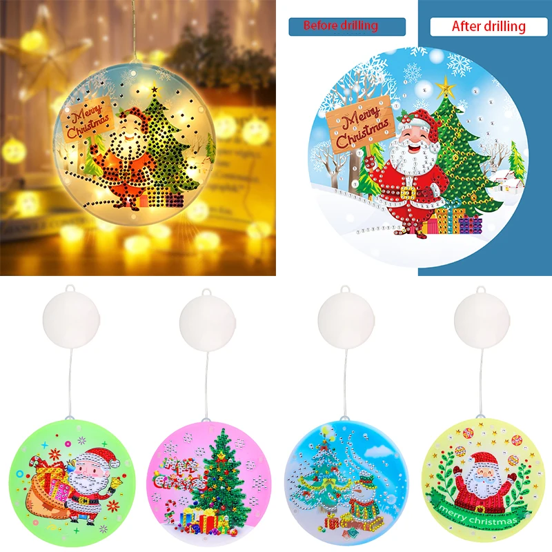 

DIY алмазная живопись, светодиодные Рождественские Настенные светильники на присоске, подвесные украшения, лампа, алмазная вышивка, поделки,...