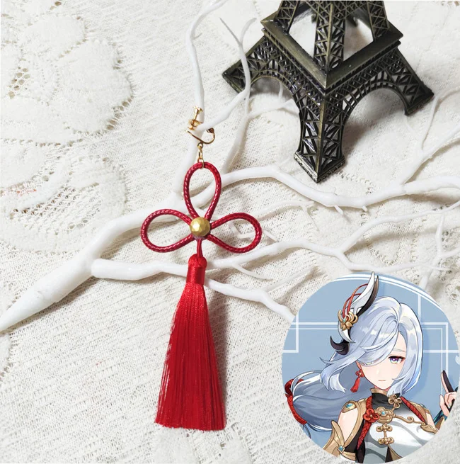 

Anime Game Genshin Impact Shenhe Handmade Props Ear Clips Cosplay Costume Student Classical Jewelry Accessories