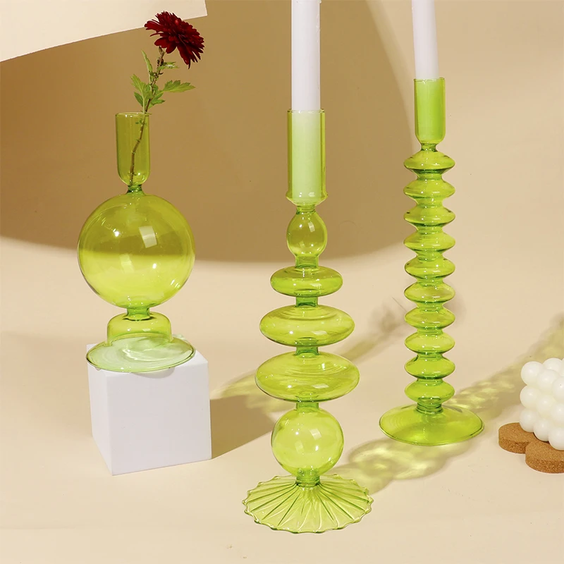 

Candle holders home decor Transparent glass candlesticks candelabros birthday wedding centerpieces Nordic romantic candlestick