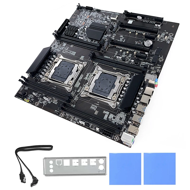 

X99 Dual-Socket E-ATX Motherboard With 2Xthermal Pad+SATA Cable+Baffle LGA2011-3 Dual CPU DDR4 ECC Memory Slot 8XSATA2.0