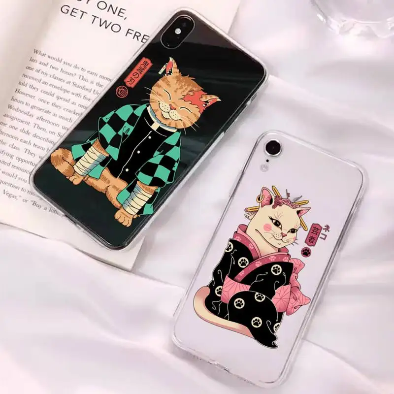 

JAMULAR Neko Ramen Japan Cat Anime Phone Case for iPhone 11 12 13 mini pro XS MAX 8 7 6 6S Plus X 5S SE 2020 XR clear case