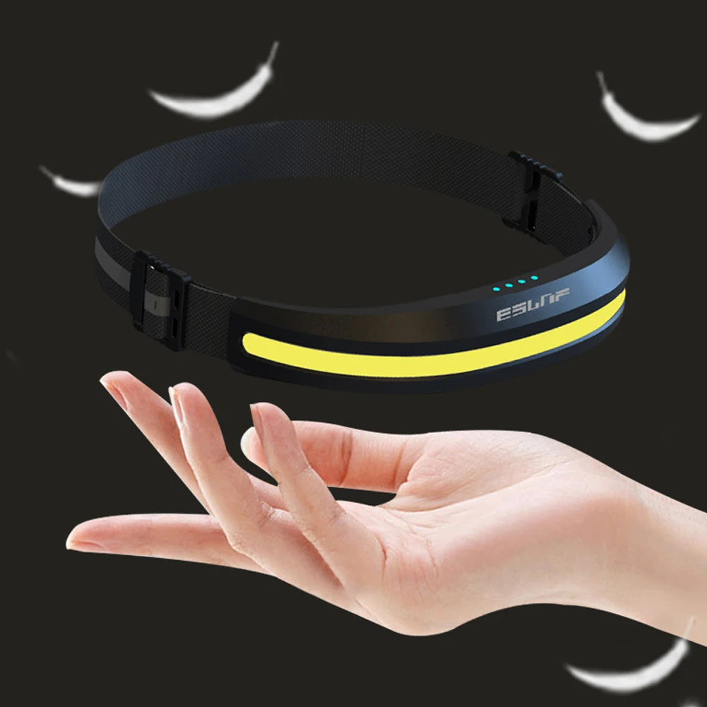

COB LED Flashlight with Anti-Slip Buckle Camping Lantern Waterpoof Headlamp USB Rechargeable 4 Lighting Made for Running Cycling