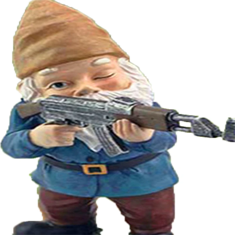 

Army versus Garden Gnome statue Battle force resin craft standing small garden gnome