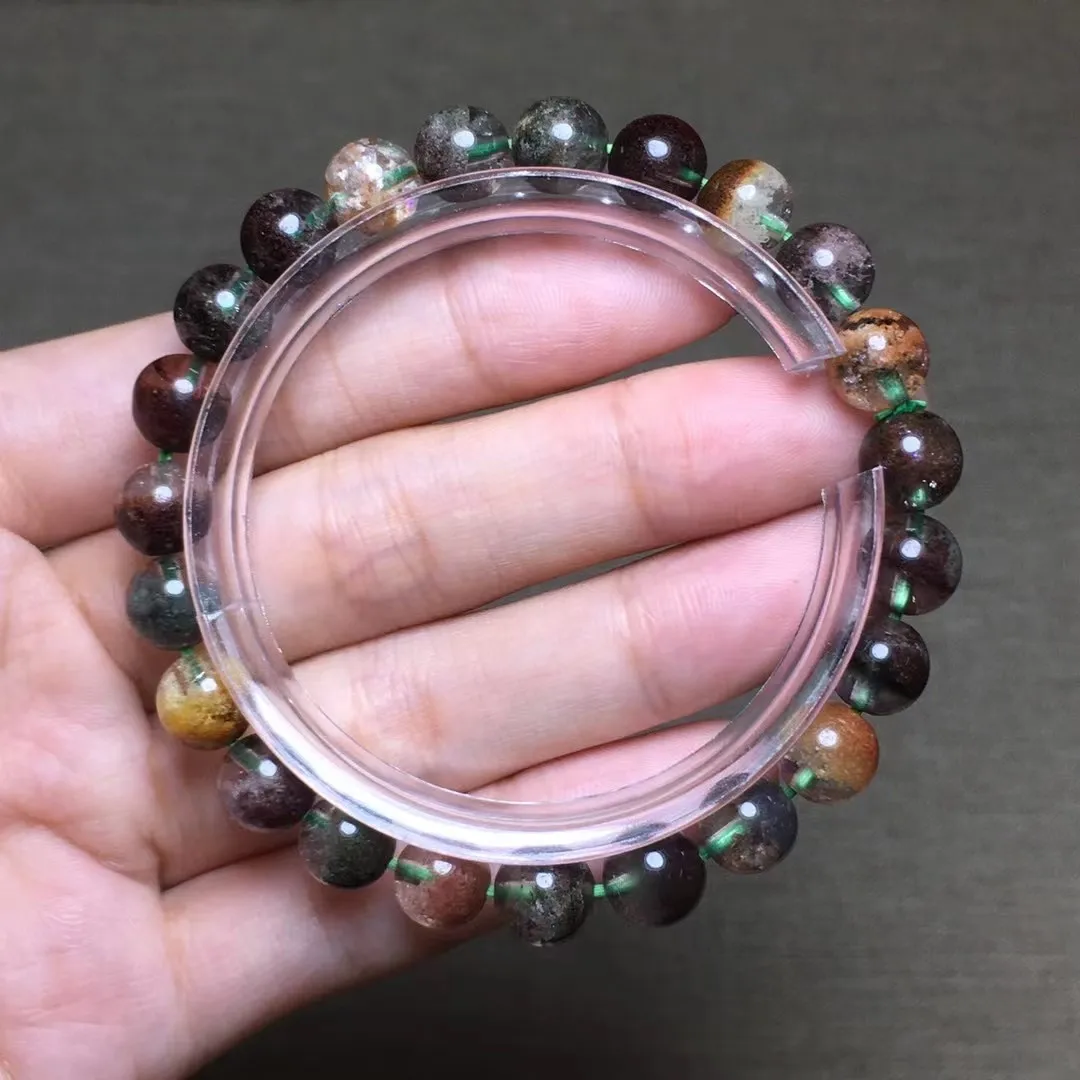 

8mm Natural Colorful Phantom Quartz Bracelet For Women Lady Men Gift Crystal Round Beads Stone Gemstone Strands Jewelry AAAAA