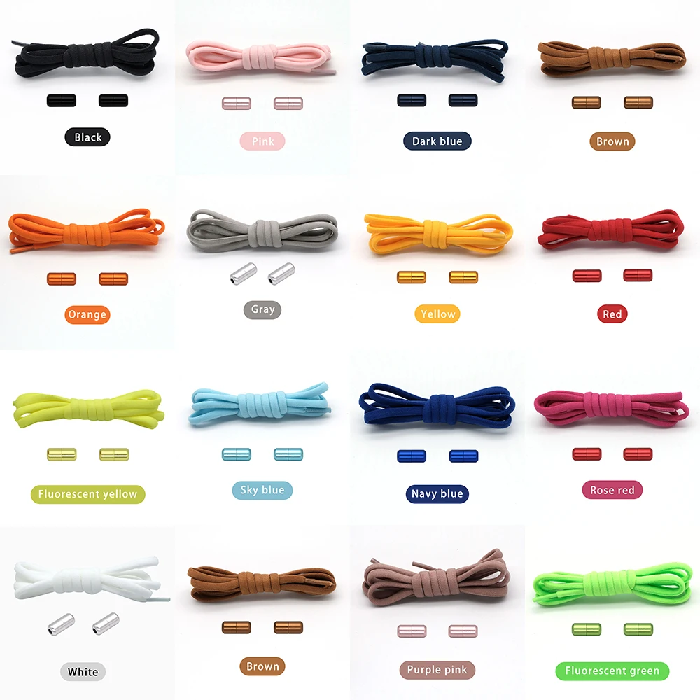 Elastic No Tie Shoelaces for Sneakers Colorful Metal Lock for Kids Adult Semicircle Shoelaces Quick Lazy Capsule Buckle Laces