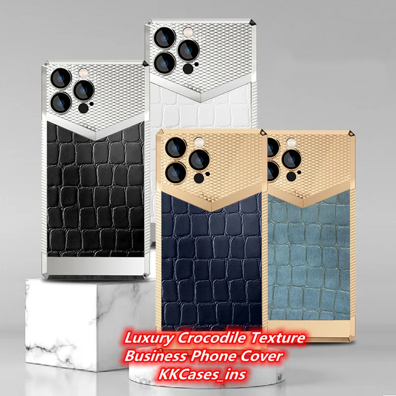 

Luxury Crocodile Texture Phone Cover For 14 Pro Max 14 Plus 13 Pro 12 Creative Business Soft Tpu Case Camera Film Glass Protect