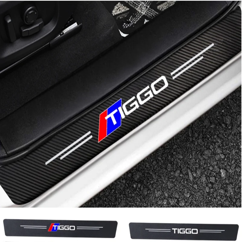 

Carbon Fiber Car Front Rear Door Threshold Anti Scratch Sticker Decals For Chery Tiggo Logo 2 3 5 7 8 3x 5x Auto Accessories