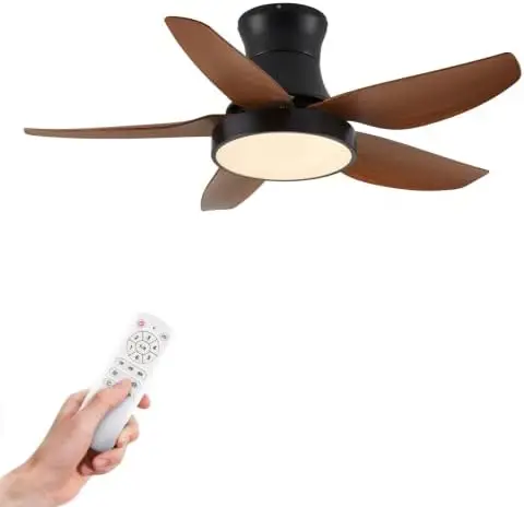 

Fans With Lights, 46" Modern Ceiling Fan with Remote Control, 5 ABS Blades, 3 Colors Light, 6 Wind Speed Noiseless Reversibl Ipt