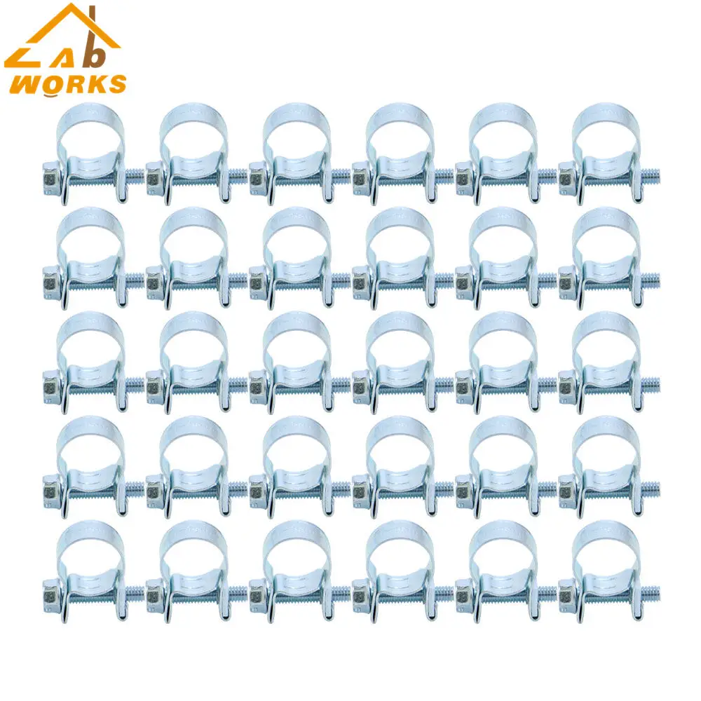 

11mm-13mm Fuel Injection Gas Line Hose Clamps 1/4" Clip Pipe 30 Pieces