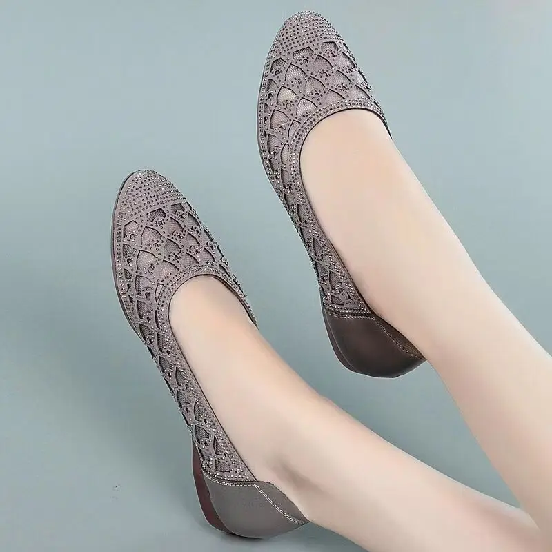 

Женские туфли на плоской подошве, серебристые туфли с острым носком, Размеры 35-41, лето 2023