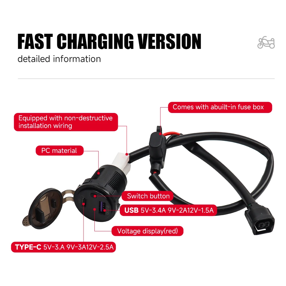 

USB-зарядное устройство для мотоциклов HONDA NT1100, XL750 Transalp 750, CRF1000L Africa Twin 1000 Adv, CRF1100L, водонепроницаемый кабель-адаптер