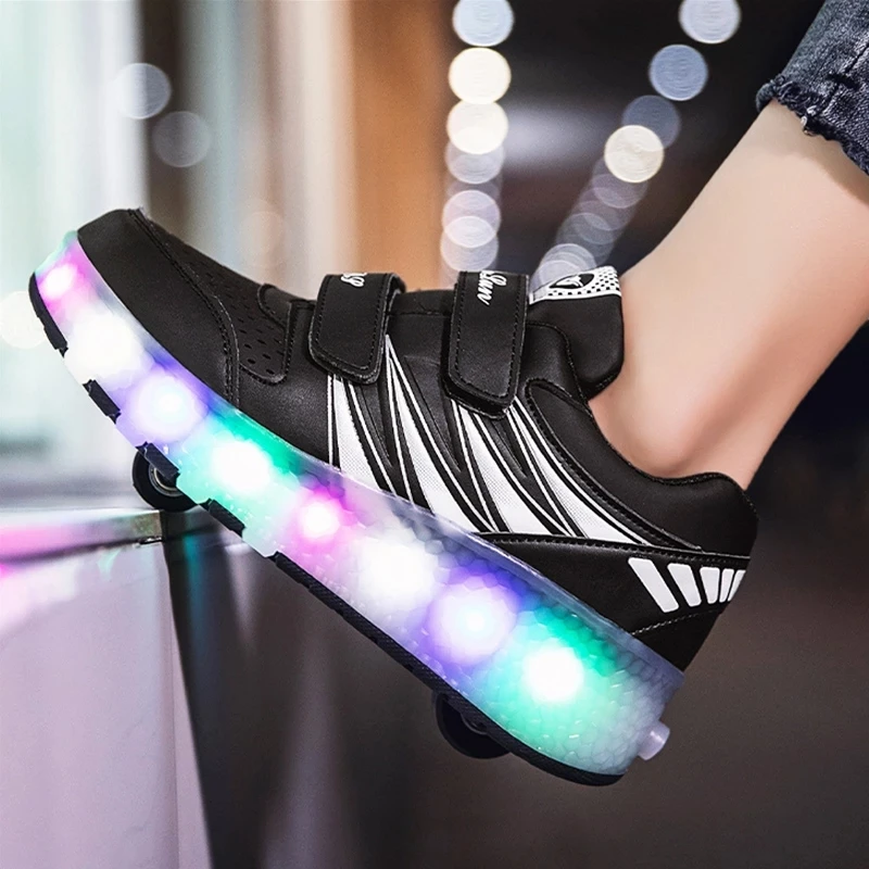 

Roller Skates Tow Wheels Shoes Glowing Light LED Children Boys Girls Kids Fashion Luminous Sport Casual Wheelys Skating Sneakers
