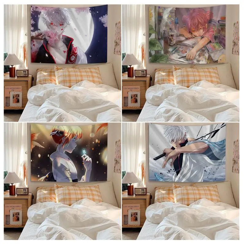 

Gintama DIY Wall Tapestry Hippie Flower Wall Carpets Dorm Decor INS Home Decor